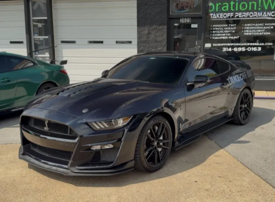 Black Shelby GT500 with window tint