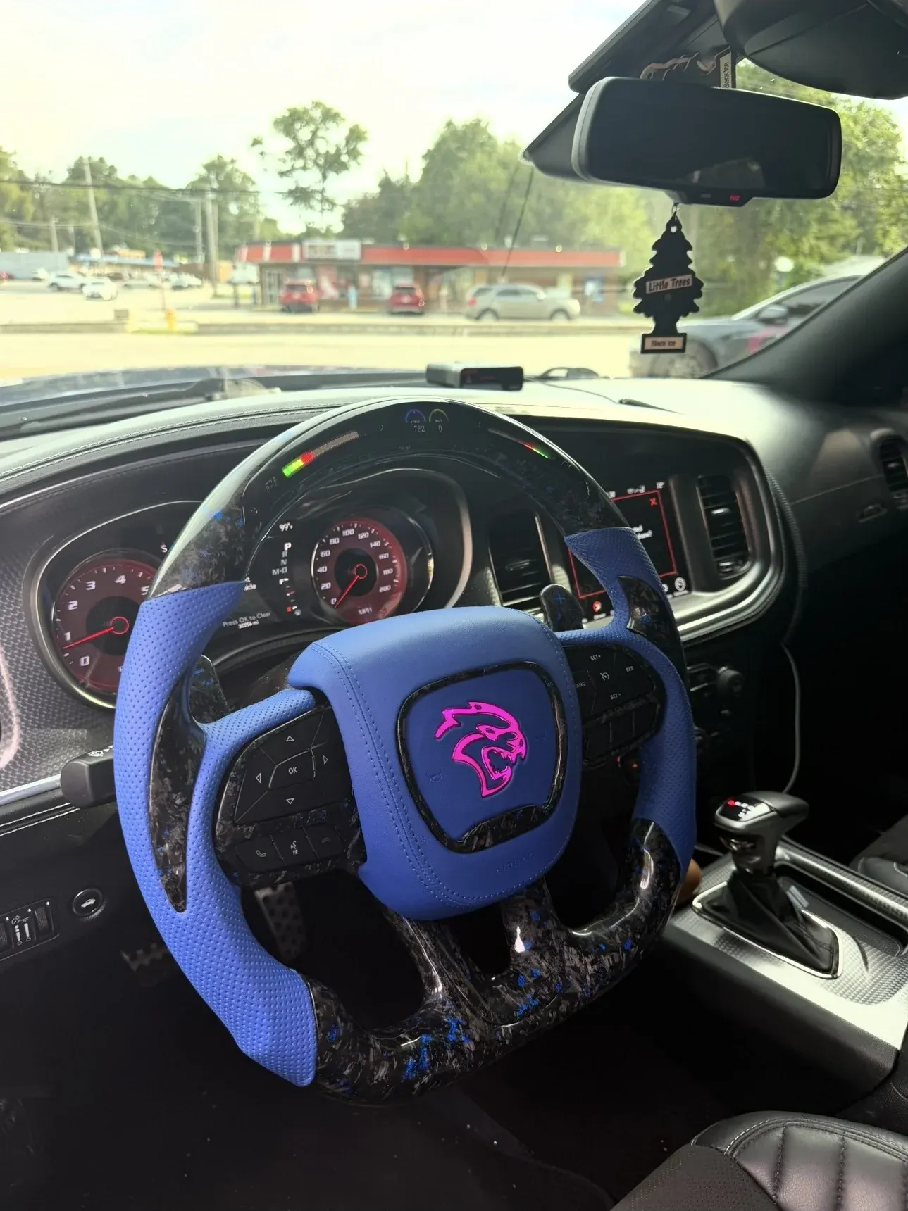 Custom blue steering wheel