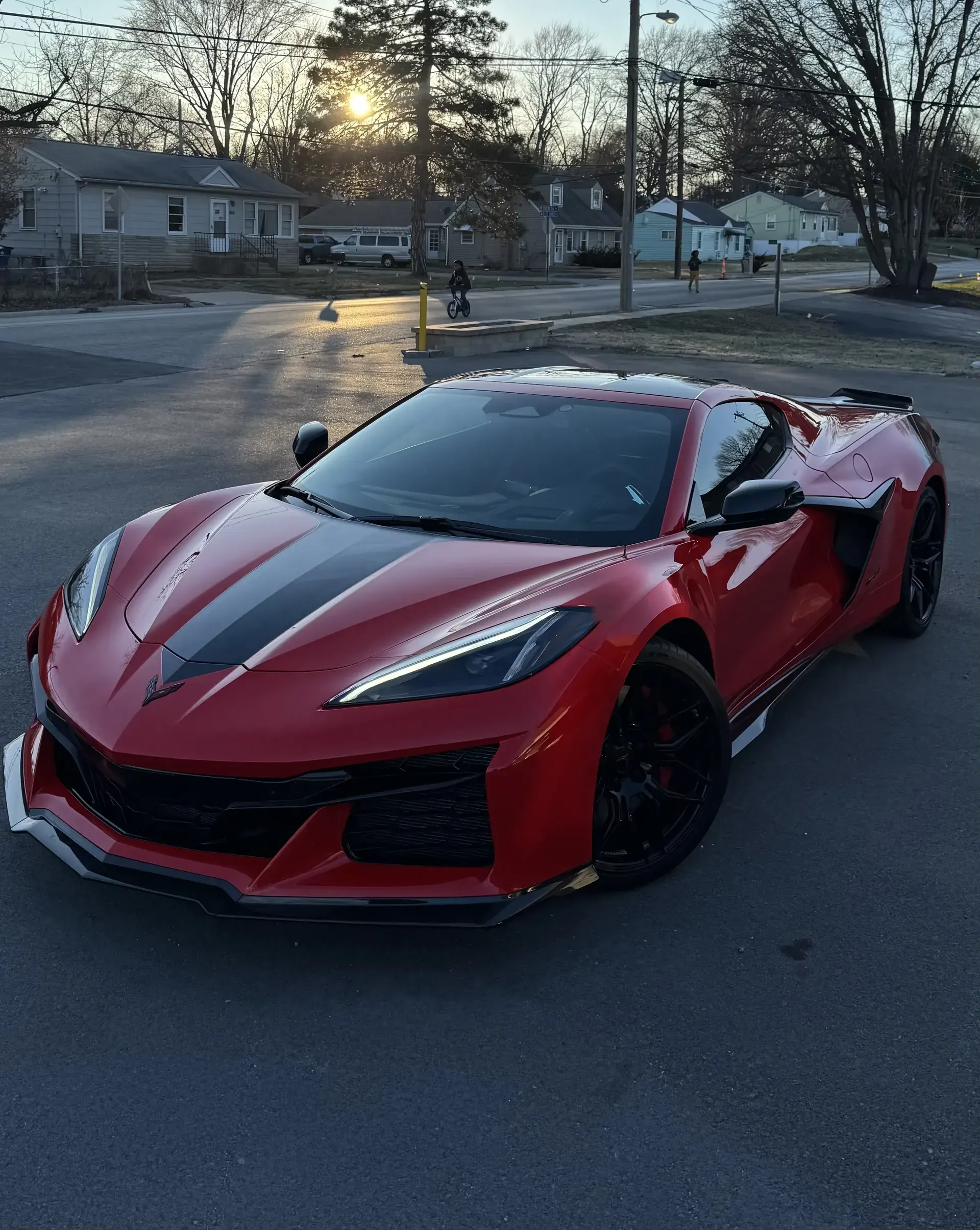 Red Corvette with paint protection film
