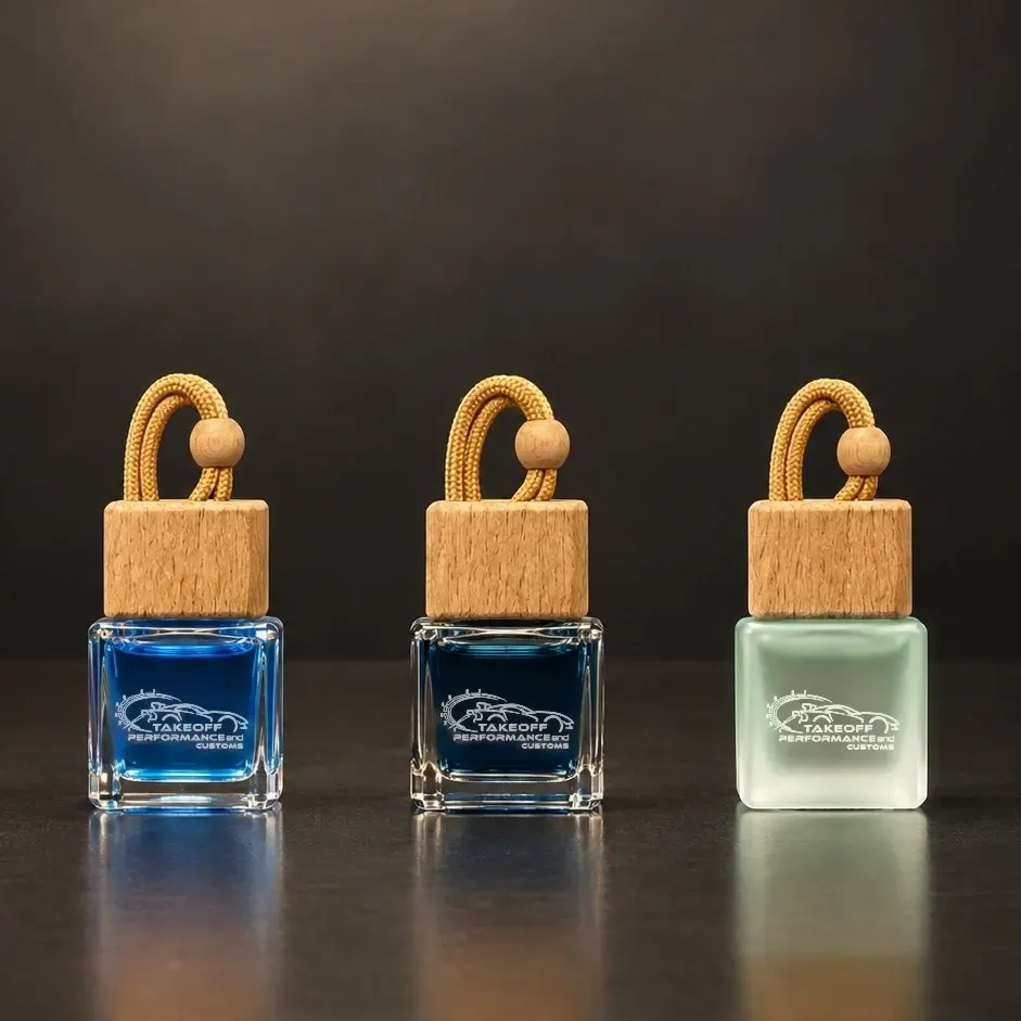 Takeoff scent bottles lined up
