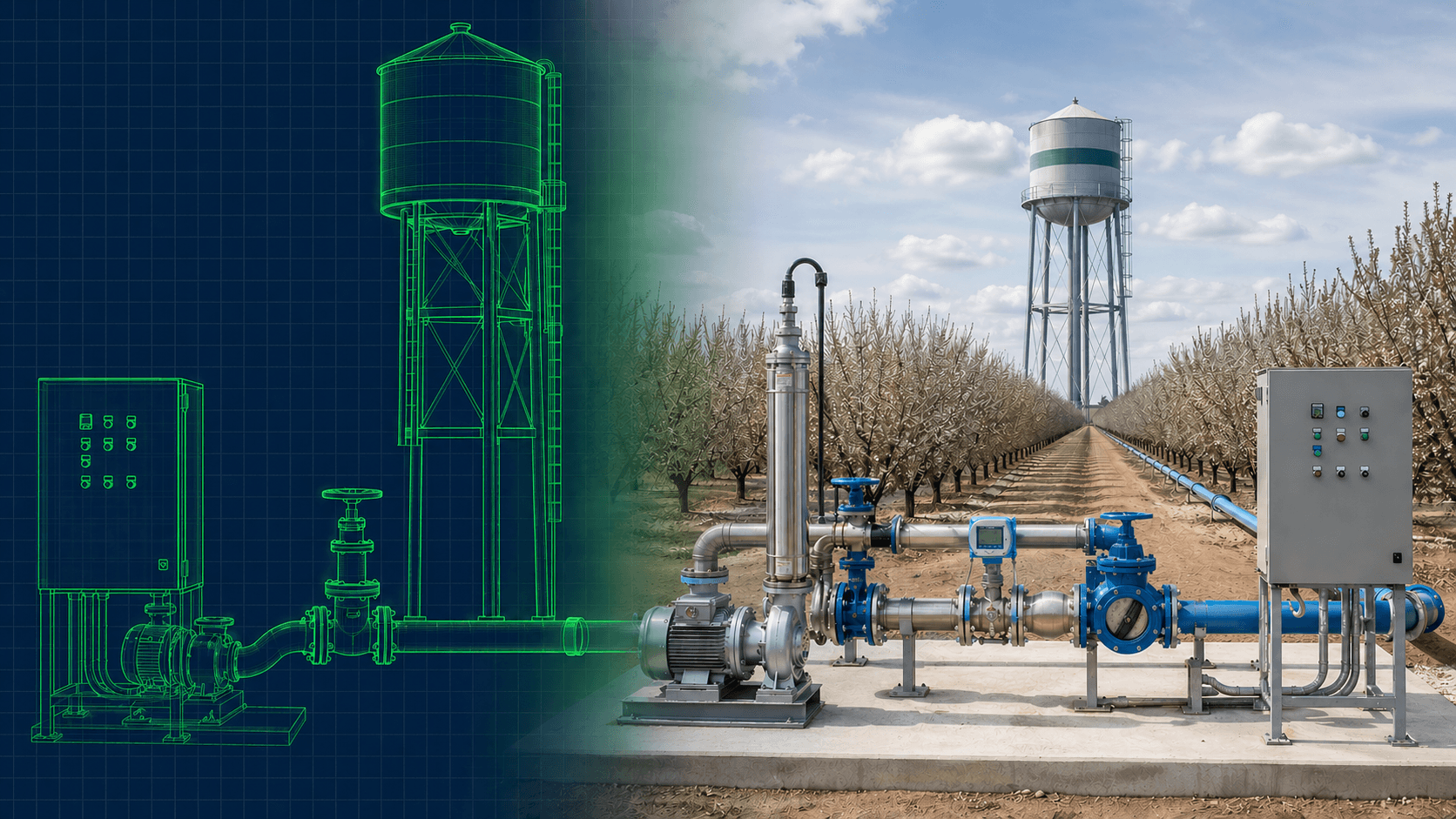 Empire AG Solutions — agricultural and industrial water systems, blueprint to field